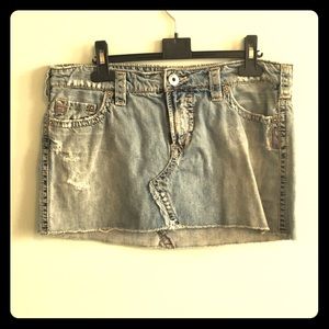 Silver denim skirt
